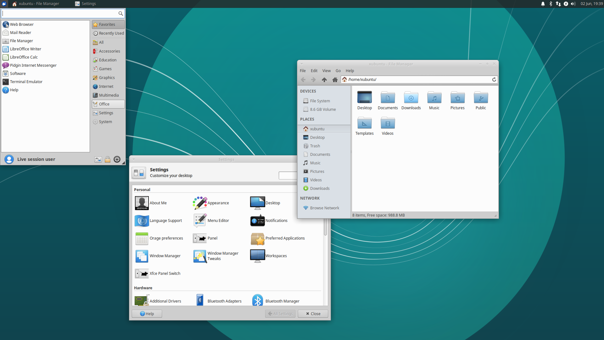 The desktop of Xfce variant of Ubuntu, Xubuntu